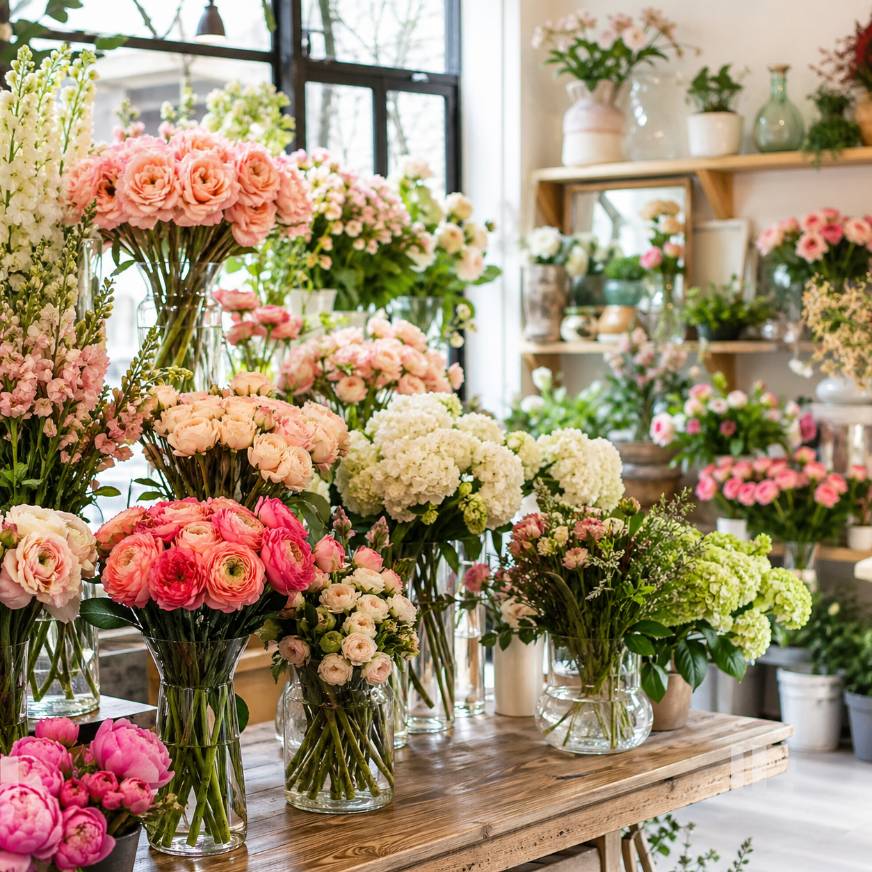 Flores frescas en floristería